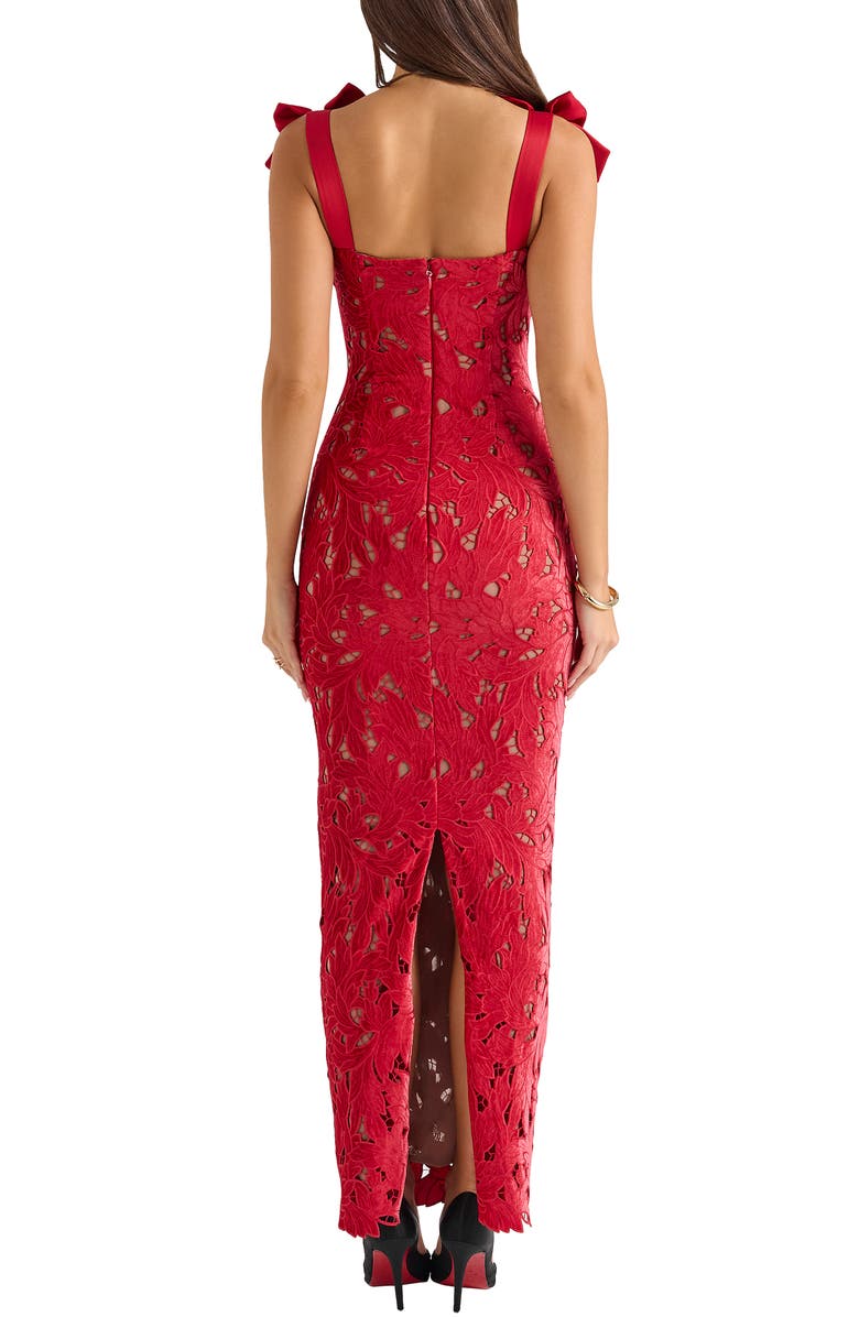 Women's Bow Shoulder Lace Bodycon Maxi Dress