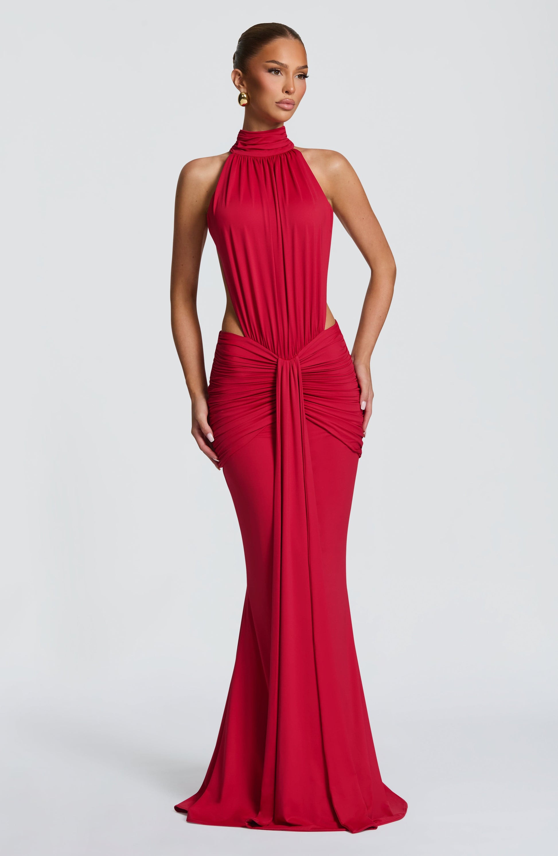 Women's Halter Cutout Ruched Bodycon Formal Evening Maxi Dress - product image 11