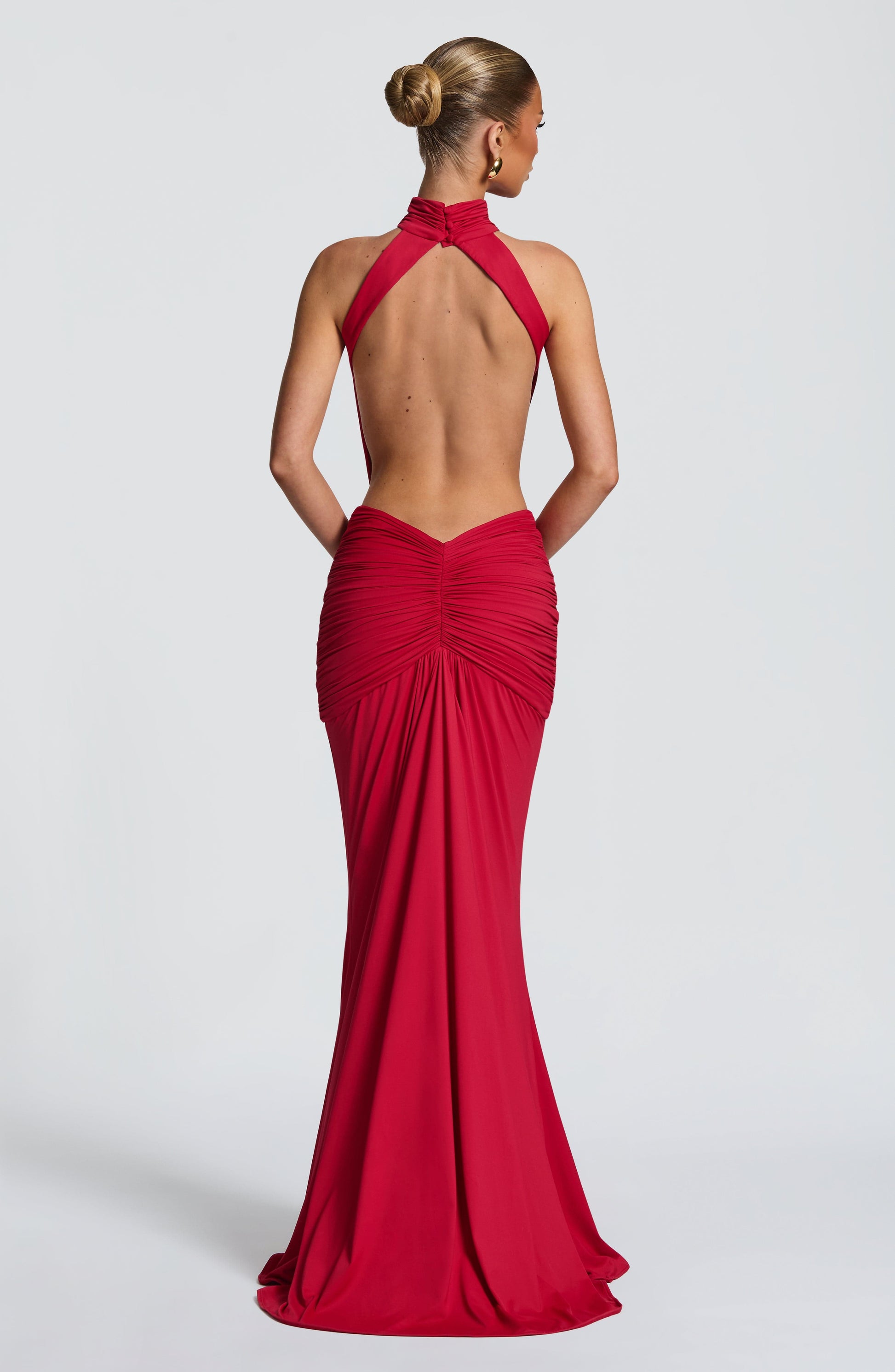 Women's Halter Cutout Ruched Bodycon Formal Evening Maxi Dress - product image 13