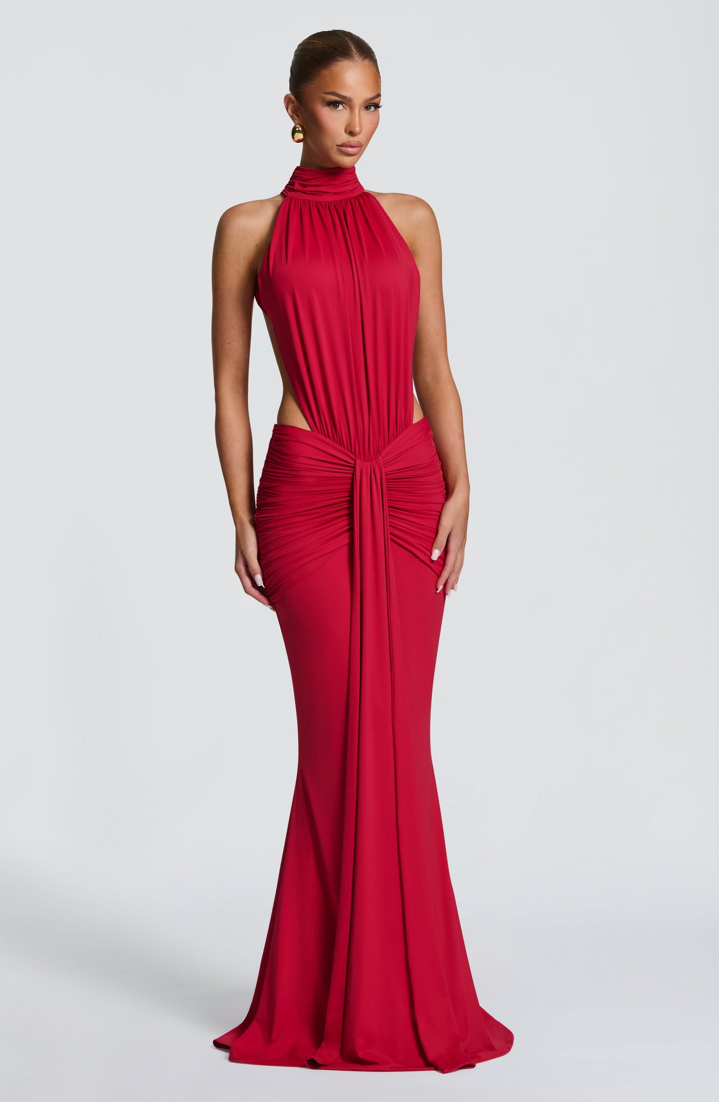 Women's Halter Cutout Ruched Bodycon Formal Evening Maxi Dress - product image 15