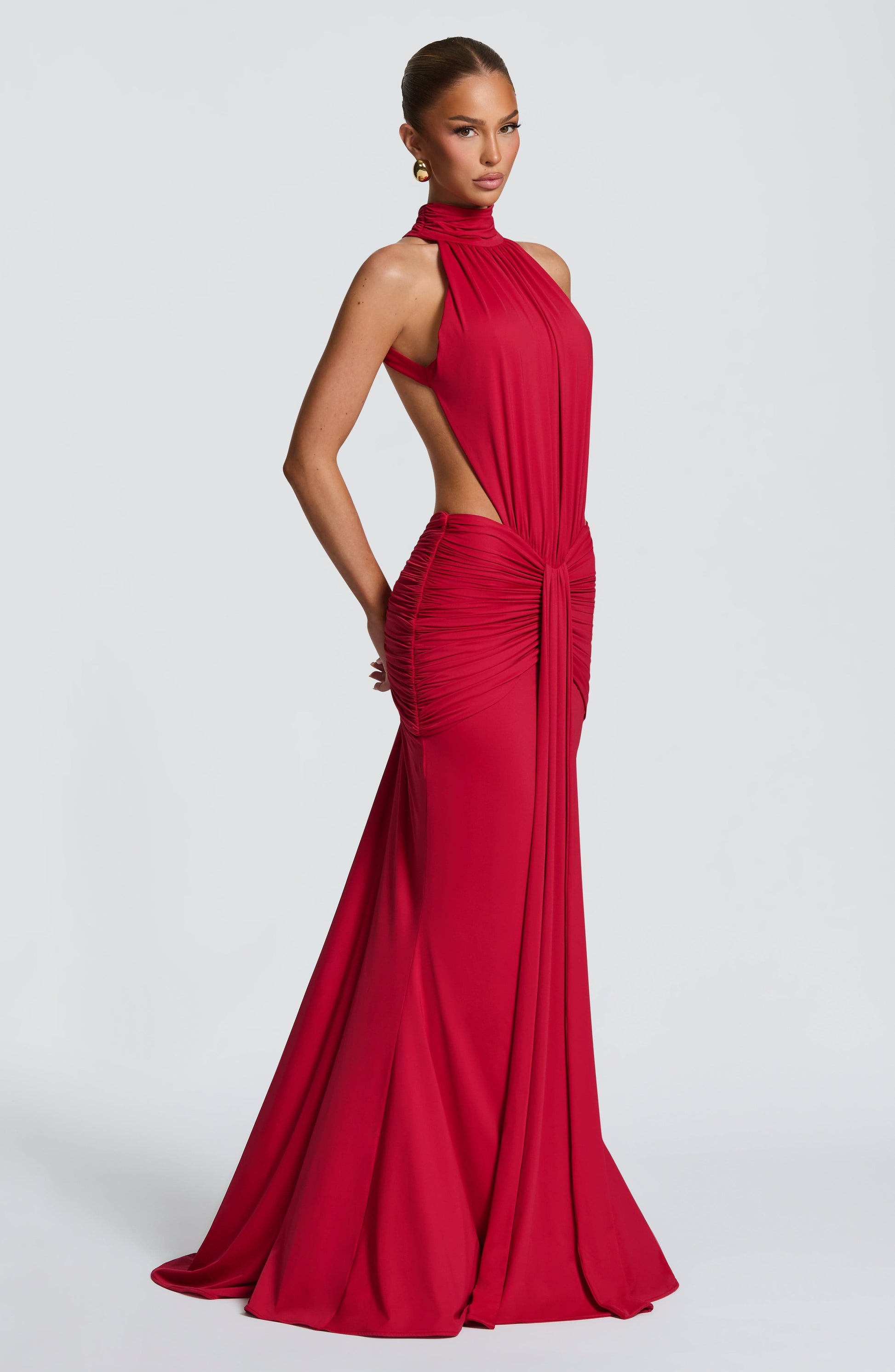 Women's Halter Cutout Ruched Bodycon Formal Evening Maxi Dress - product image 12
