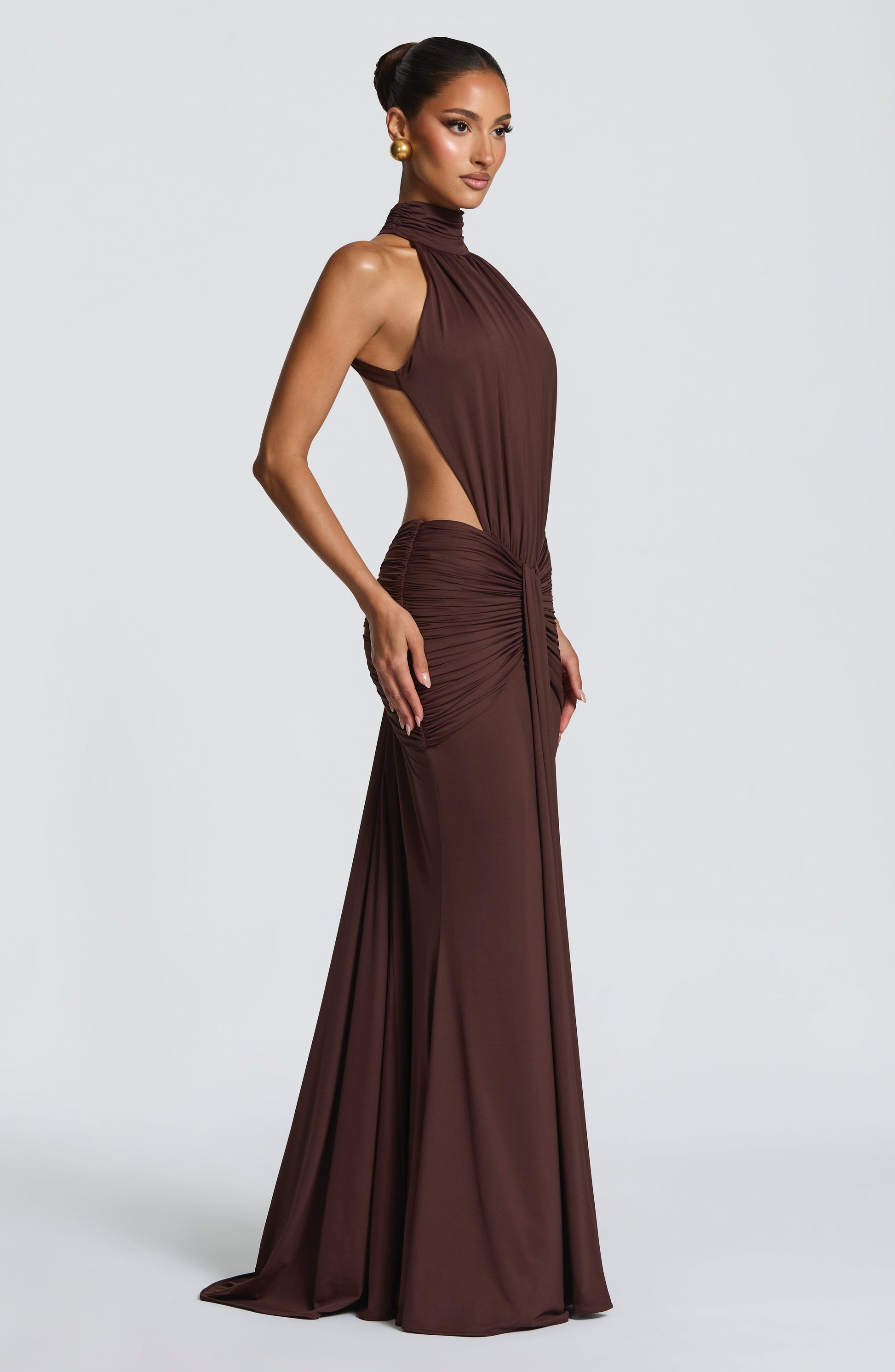 Women's Halter Cutout Ruched Bodycon Formal Evening Maxi Dress - product image 8