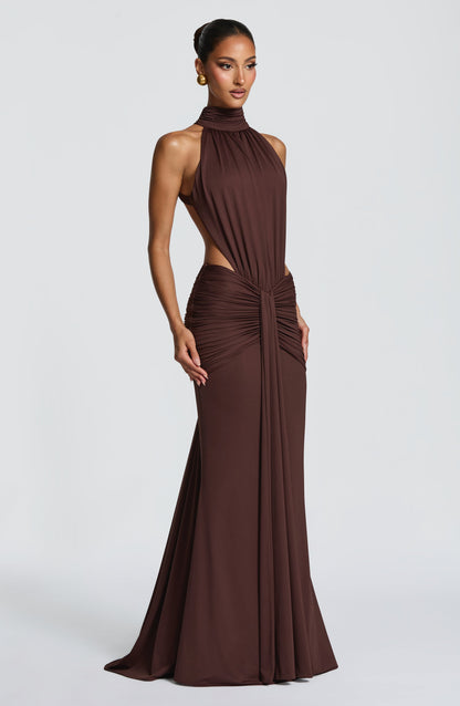 Women's Halter Cutout Ruched Bodycon Formal Evening Maxi Dress - product image 6