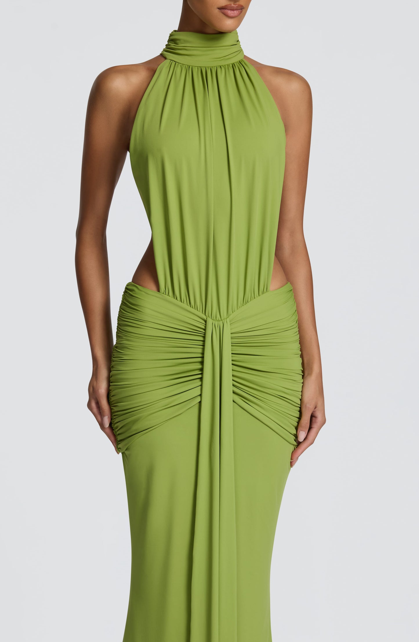 Women's Halter Cutout Ruched Bodycon Formal Evening Maxi Dress - product image 3