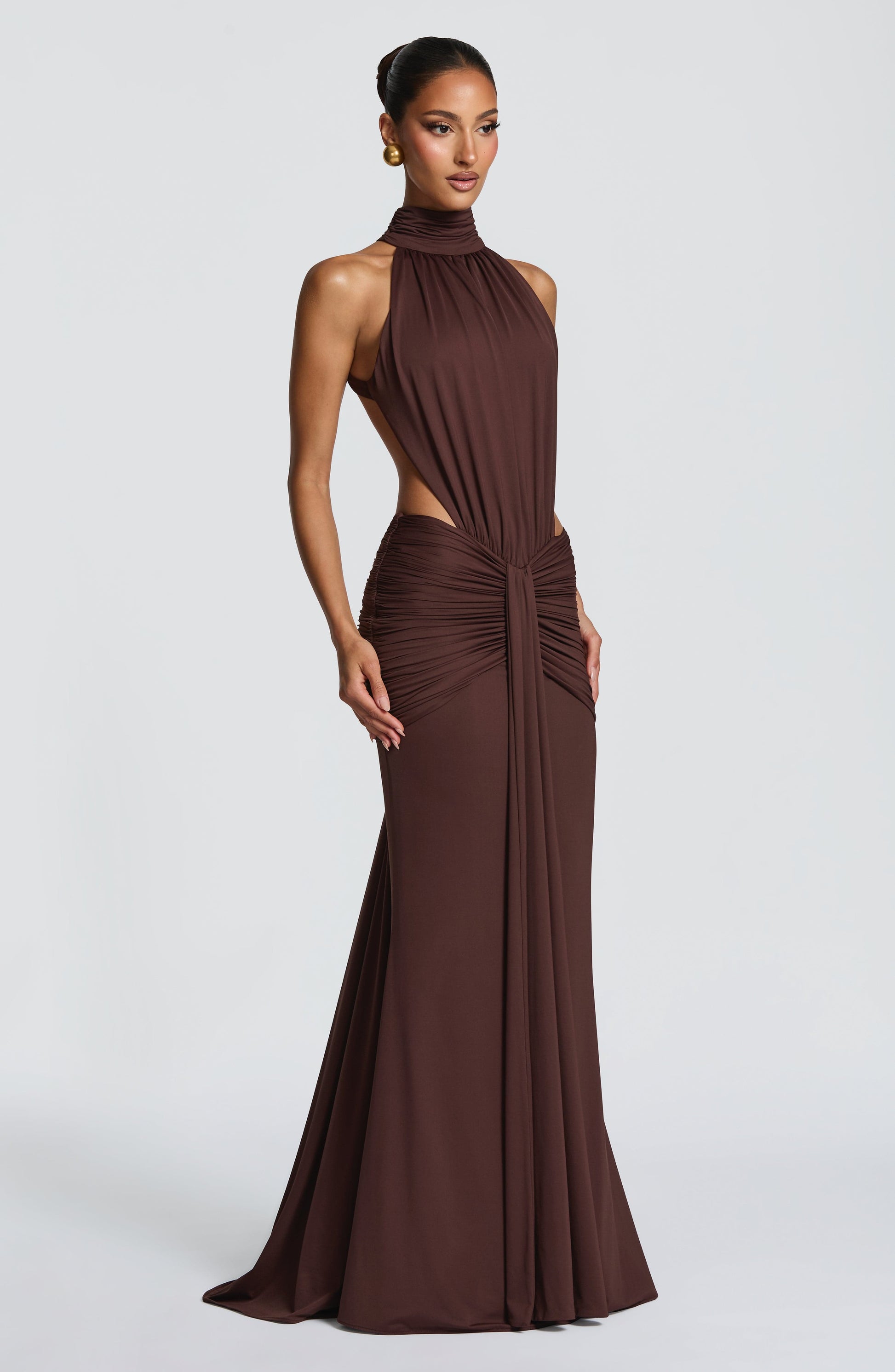 Women's Halter Cutout Ruched Bodycon Formal Evening Maxi Dress - product image 6