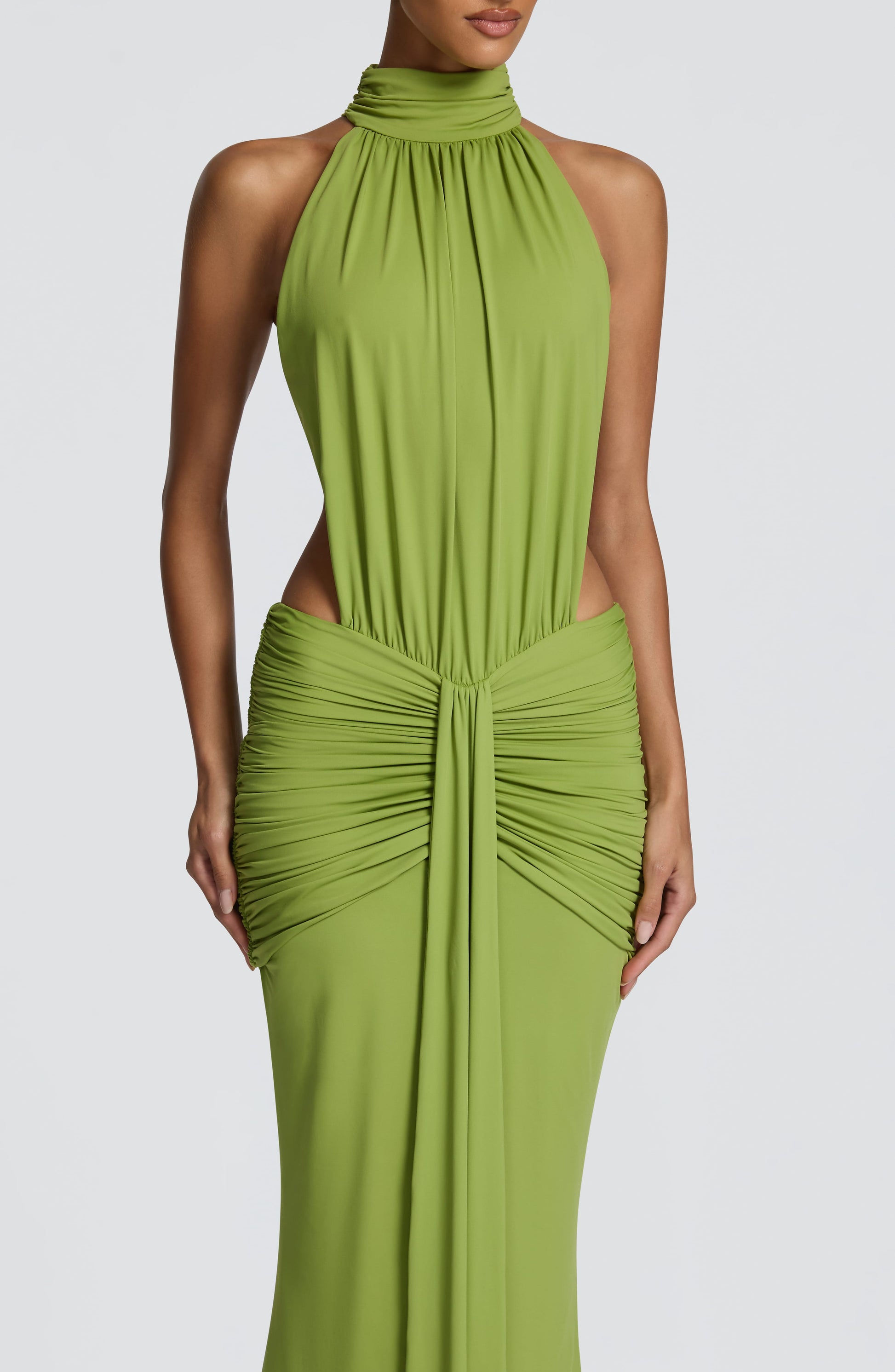 Women's Halter Cutout Ruched Bodycon Formal Evening Maxi Dress - product image 3