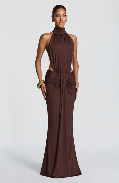 Women's Halter Cutout Ruched Bodycon Formal Evening Maxi Dress - product image 5