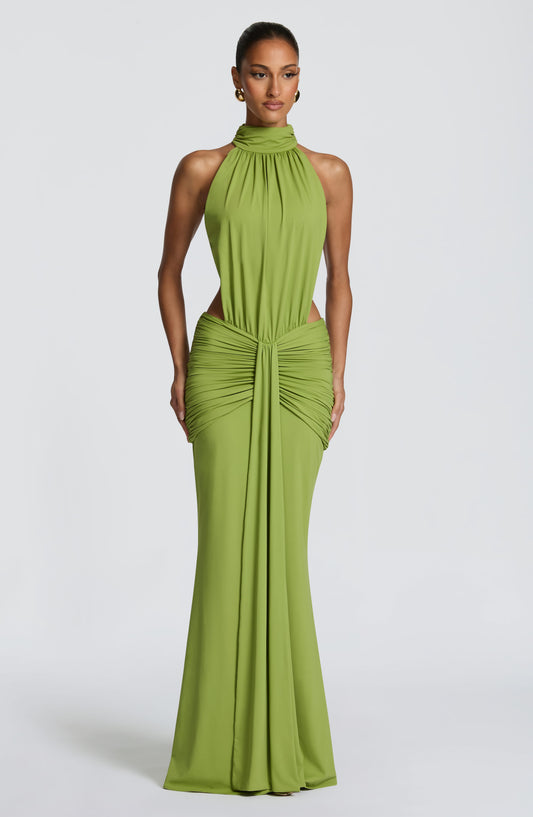 Women's Halter Cutout Ruched Bodycon Formal Evening Maxi Dress - product image 1