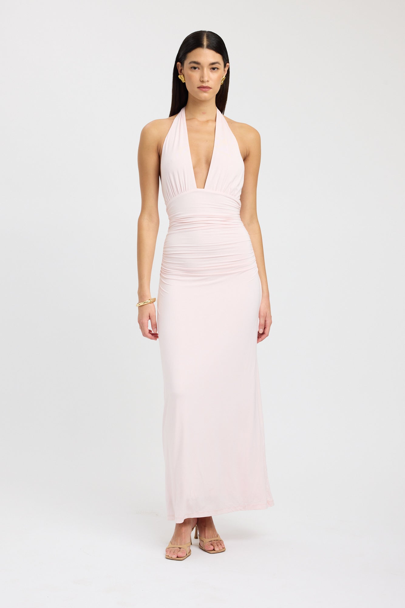 Women's Halter Neck Ruched Bodycon Open Back Summer Maxi Dress - product image 10