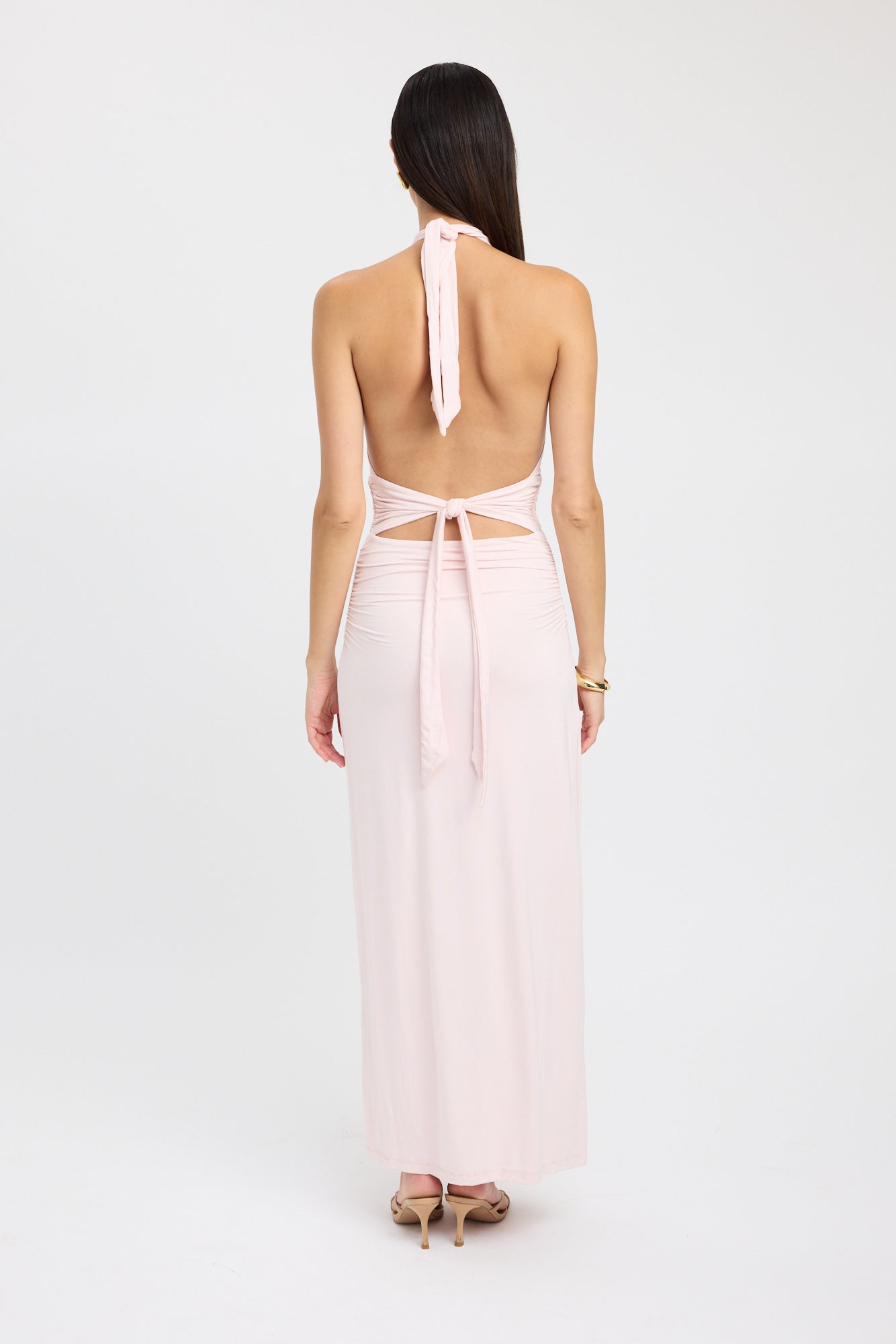 Women's Halter Neck Ruched Bodycon Open Back Summer Maxi Dress - product image 11