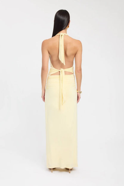 Women's Halter Neck Ruched Bodycon Open Back Summer Maxi Dress - product image 9