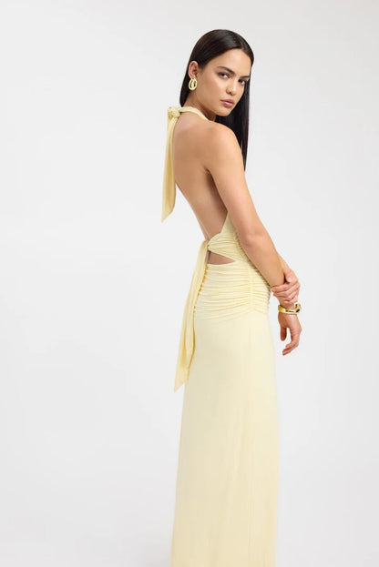 Women's Halter Neck Ruched Bodycon Open Back Summer Maxi Dress - product image 8