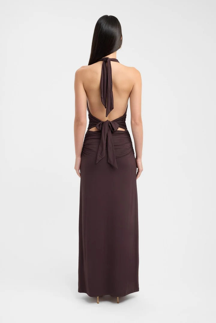 Women's Halter Neck Ruched Bodycon Open Back Summer Maxi Dress - product image 3