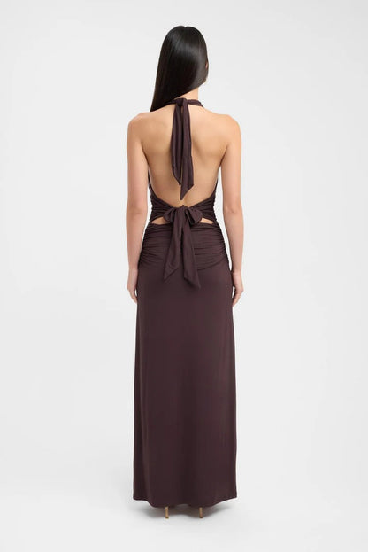 Women's Halter Neck Ruched Bodycon Open Back Summer Maxi Dress - product image 3