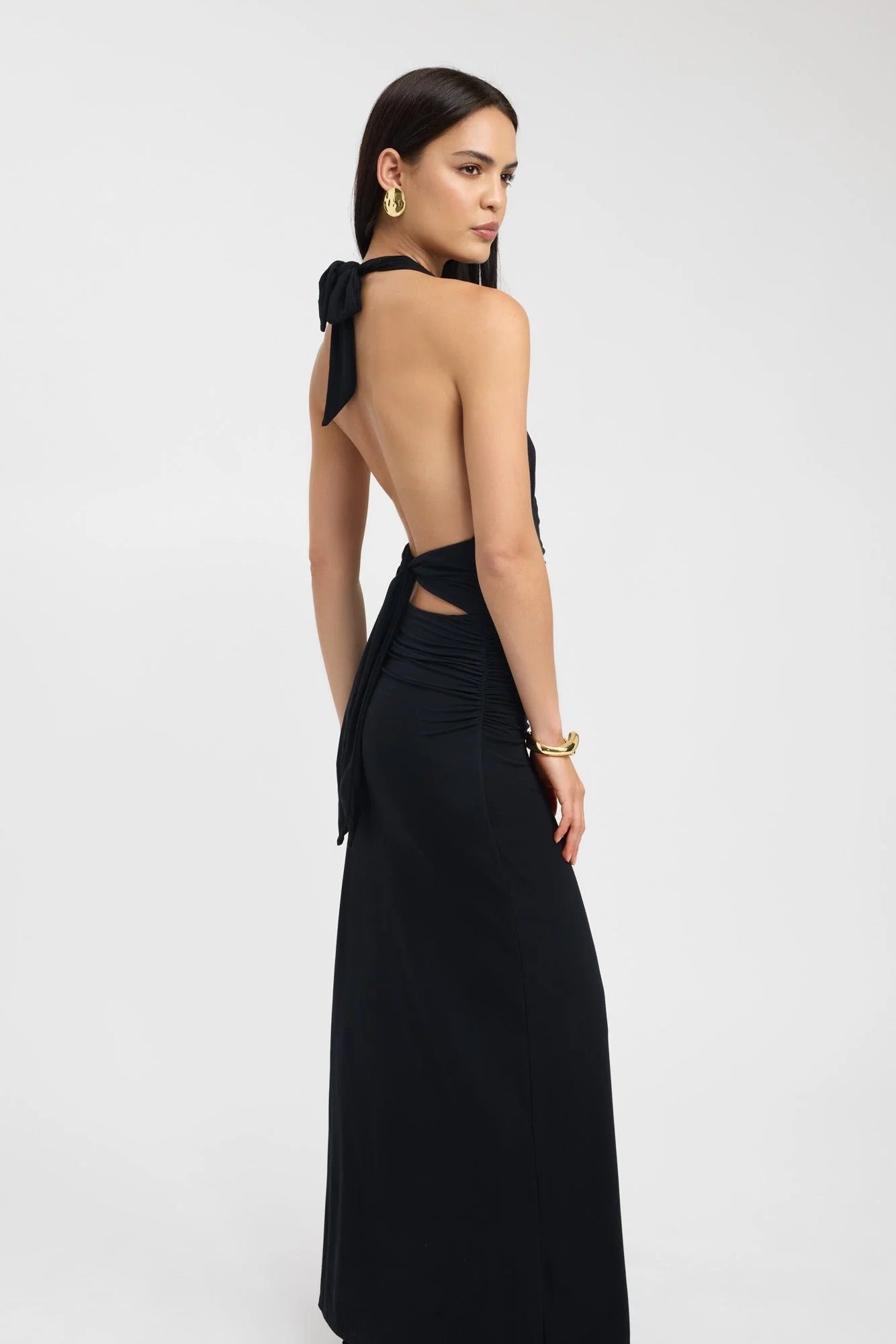 Women's Halter Neck Ruched Bodycon Open Back Summer Maxi Dress - product image 5
