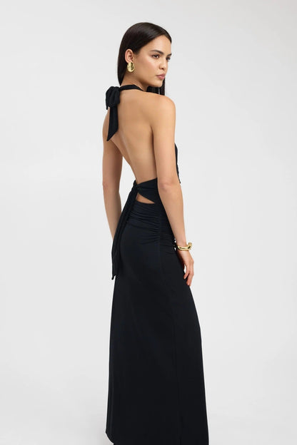 Women's Halter Neck Ruched Bodycon Open Back Summer Maxi Dress - product image 5