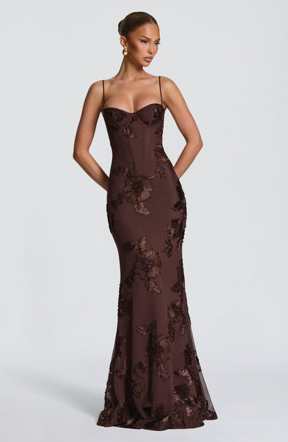 Nefertiti Maxi Dress - Plum Brown Dress XS Babyboo Fashion Premium Exclusive Design