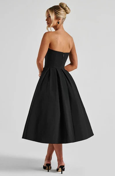Women's Strapless Pleated Cocktail Wedding Guest Midi Dress - product image 7