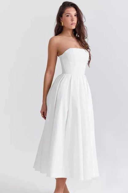 Women's Strapless Pleated Cocktail Wedding Guest Midi Dress - product image 11
