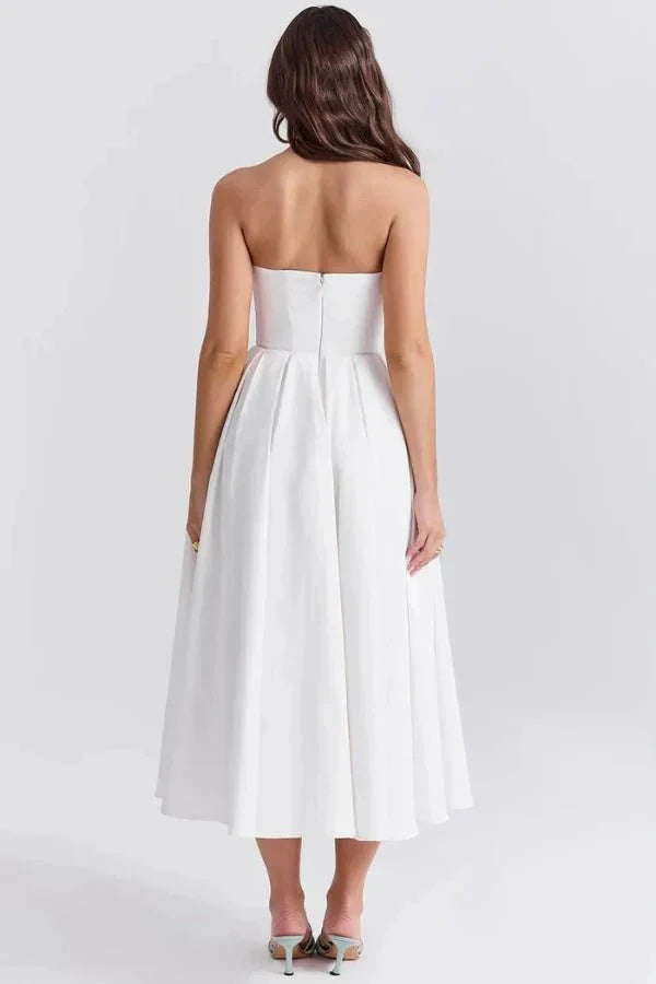 Women's Strapless Pleated Cocktail Wedding Guest Midi Dress - product image 13