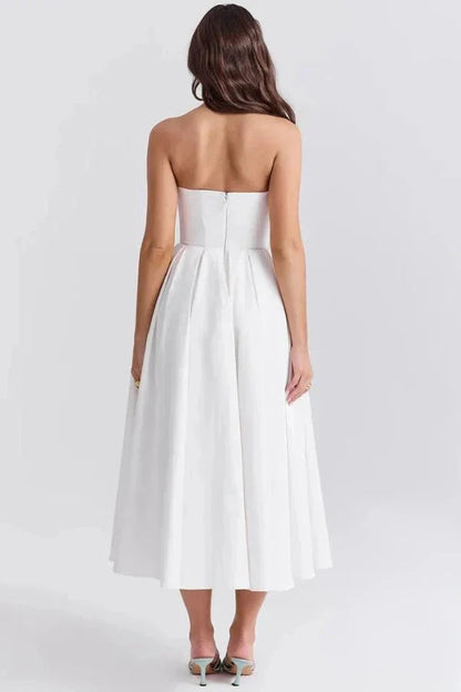 Women's Strapless Pleated Cocktail Wedding Guest Midi Dress - product image 13