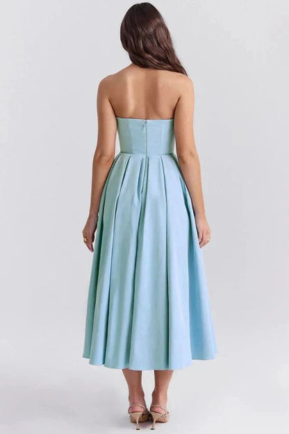 Women's Strapless Pleated Cocktail Wedding Guest Midi Dress - product image 15