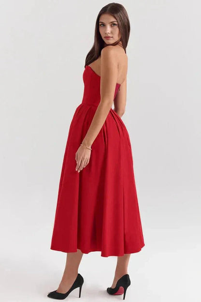 Women's Strapless Pleated Cocktail Wedding Guest Midi Dress - product image 16