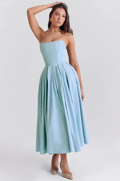 Women's Strapless Pleated Cocktail Wedding Guest Midi Dress - product image 14