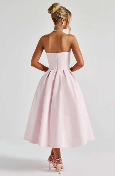 Women's Strapless Pleated Cocktail Wedding Guest Midi Dress - product image 10