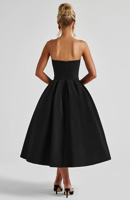 Women's Strapless Pleated Cocktail Wedding Guest Midi Dress - product image 8