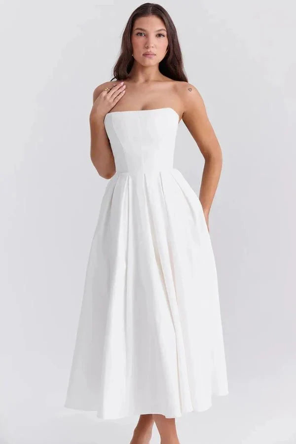 Women's Strapless Pleated Cocktail Wedding Guest Midi Dress - product image 3