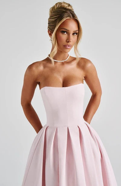 Women's Strapless Pleated Cocktail Wedding Guest Midi Dress - product image 9