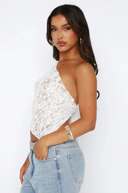 Women's Summer One Shoulder Lace Crop Top Wedding Guest - view 11
