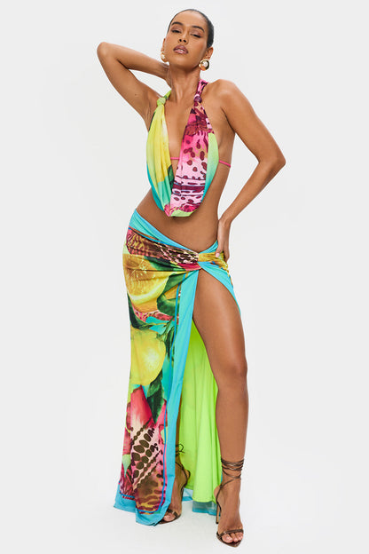 Women's Tropical Print Cowl Neck Maxi Two Piece Set - product image 2