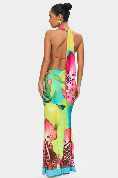 Women's Tropical Print Cowl Neck Maxi Two Piece Set - product image 4