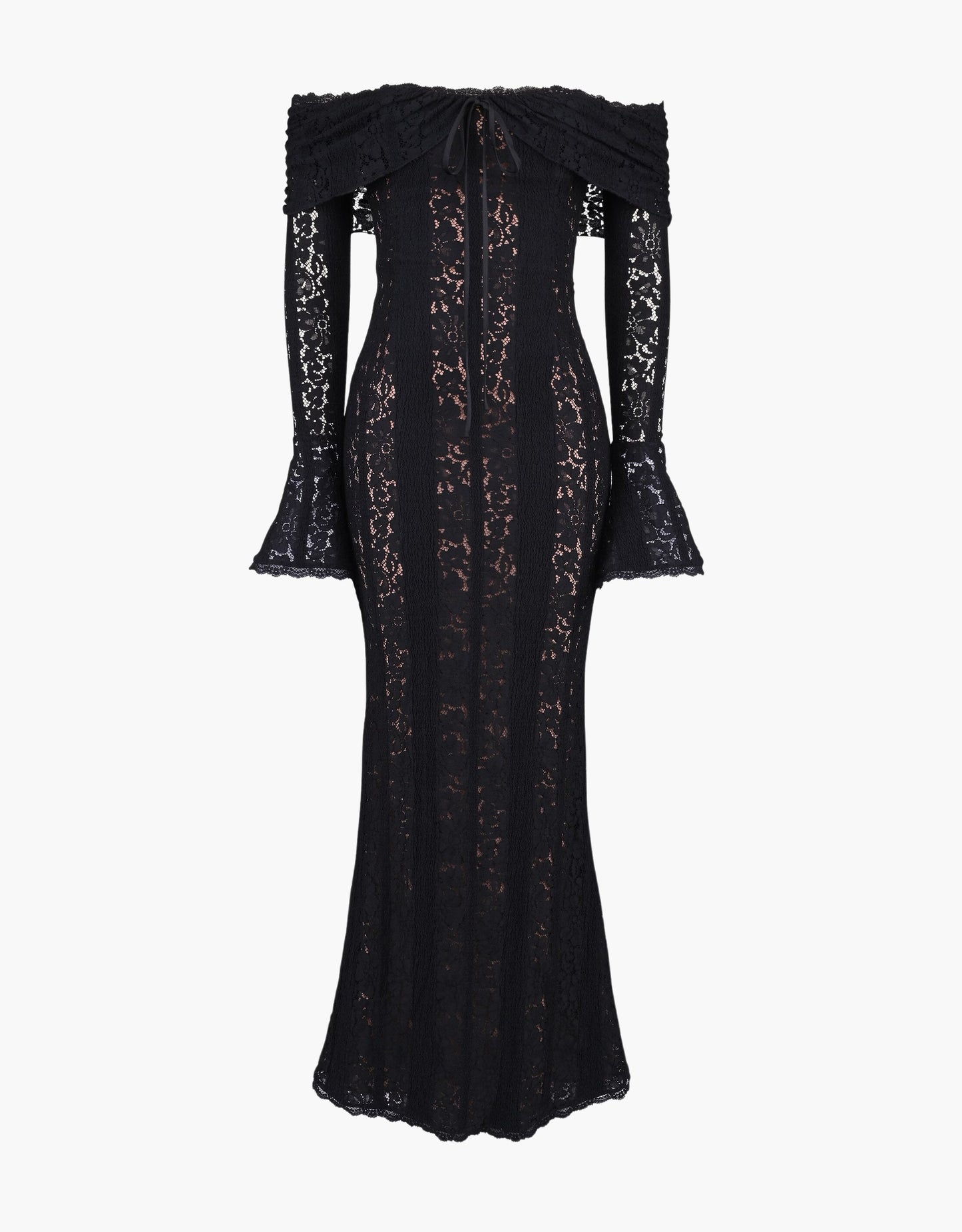 Women's Wedding Guest Off Shoulder Lace Maxi Dress