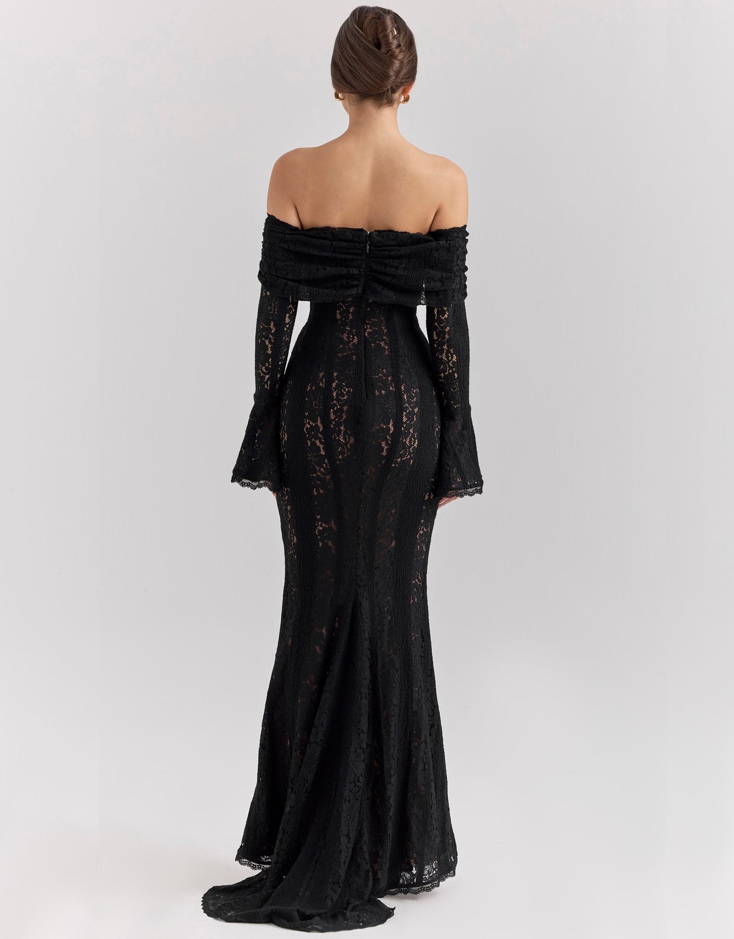 Women's Wedding Guest Off Shoulder Lace Maxi Dress