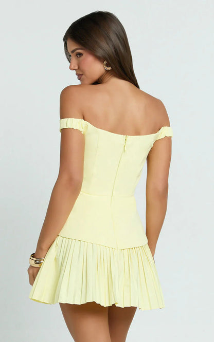 Women's Yellow Wedding Guest Sleeveless Tiered Mini Dress - product image 5
